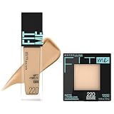 MAYBELLINEフィットミー リキッド ファンデーション Rファンデーション220+MAYBELLINE フィットミー パウダー M ファンデーション 220 自然な明るさ(ピンク系) 8.5g