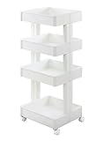キッチンワゴン キッチン収納 スマートワゴン フィット 4段 ワイド ホワイト キャスター付