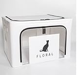 収納ボックス 衣類 多機能収納箱 取っ手付き 布団 (ホワイト猫)