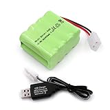 Gecoty 9.6V Ni-MHバッテリー、2400mAh 充電式電池、KET-2Pプラグ、充電ケーブル付き、多くのタイプのRCジャイアントトラック、RCバトルタンク、RC空母モデルに適しています