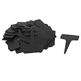 uxcell 植物用タグ 花壇 家庭 ガーデン プラスチック 長方形 シード用ラベル ブラック 50枚入り