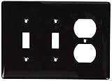 Hubbell Wiring Systems NPJ28 Nylon Combination Wall Plate, Mid-Size, 3 Gang, 2 Toggle, 1 Duplex, 6-9