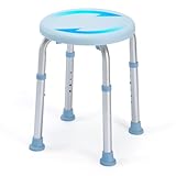 OasisSpace 360度回転式シャワーチェア、工具不要で調節可能なシャワースツール 風呂椅子 アルミ製 軽量介護チェア 転倒防止 ベンチ 立ち上がり補助 耐荷重140kg 日本語説明書付き