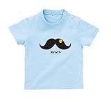 BabyChips 髭とひよこ(名入れ半袖ベビーTシャツ) 70 ライトブルー