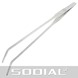 SODIAL(R) 10.4"長いスチールのカーブのピンセット