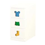 【JAJAN】[国産]お片付けトレーニング家具【トライファ】チェスト3杯タイプ 男の子向け(幅29cm高さ60cm）[知育家具・子ども用タンス][低ホル][完成品]