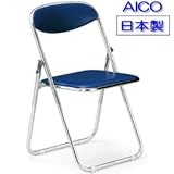 12脚セット 折りたたみ椅子 φ22.2mm クロームメッキ 指を挟みにくいスライド式 FC-22M 日本製 ブルー