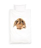 Toddler Bedding Bunny Rabbit Print Cotton Duvet Quilt Cover Modern 2pc Set Twin Single [並行輸入品]