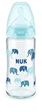 NUK ヌーク プレミアムチョイス ほ乳びん ガラス製 240ml スターズ白 適温目盛付き 新生児用 FDNK10745143W