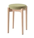 スツール スタッキングスツール ラウンドスツール 丸型いす 高さ44cm 腰掛椅子 いす 積み重ね収納 布地 布張り 玄関 ドレッサー リビング おしゃれ シンプル 天然木 木製 グリーン
