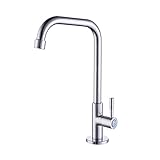 KES K8001B 水用水栓 シングル レバー キッチン パントリー バー用水栓 全長約60cm給水ホース付き 光沢クロームめっき 並行輸入品