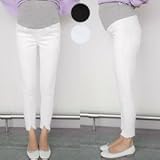 【bttm102903】ウエストリブ加工 カットオフ加工 切りっぱなし マタニティ パンツ (XL, ホワイト)