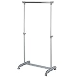 伸縮式 ハンガーラック パイプハンガー コートハンガー 衣類収納 高さ調節 キャスター付き 〔シングル〕