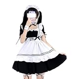 [Harsever] メイド服 コスプレ仮装 初心者 セット かわいい コスチューム 豪華6点セット 文化祭 学園祭 コンカフェ メイドカフェ イベント ハロウィン クリスマス 写真 女装 (M)