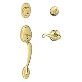 Plymouth Single Cylinder Handleset and Right Hand Flair Lever, Bright Brass (F60 PLY 605 FLA RH) by 