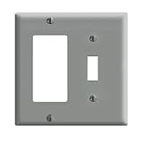 Leviton 2-ギャング 1-トグルDecora/GFCIデバイス コンビネーション ウォールプレート、標準サイズ、サーモセット、デバイスマウント 1 Pack 80405-GY 1