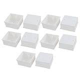 uxcell　壁ソケットのマウントボックス　86 x 86 x 40mm　ホワイト　ポリ塩化ビニル　10個入り