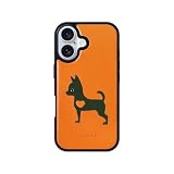 COGURE スマホケース iPhone16用 ケース 本革 イタリアンサドルレザー 犬 犬柄 dog チワワ ハート 耐衝撃 シンプル かわいい おしゃれ ギフトボックス付き COTChi 犬柄B オレンジ