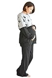 greenleafbaby マタニティ 授乳服 ルームウェア パジャマ 授乳口 スウェット ウエスト調整 (M, ブラック)