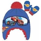 Blaze Boys冬帽子とミトンNickelodeon Monster Truckブルー幼児用2t-4t