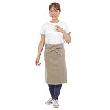 [smile mode] ショートエプロン 腰エプロン 前掛け 作業用 半身タイプエプロンおしゃれ スタイリッシュ 無地 ポケット付 男女兼用 シンプルデザイン 仕事用 家庭用 カフェ用 しわになりにくい 8カラー ベージュ(beige)