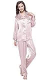 LilySilk (リリーシルク)レディース　パジャマ　シルク 上下セット　高級シルク100% 　ギフトにも最適 　着心地抜群　OEKO認証済み【22匁/人気デザイン/バラピンク/L】