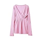 女性の マタニティ 看護トップ Maternity Nursing Tops -長袖 通気性の 妊娠 母乳育ちシャツ ブラウス Zhhlinyuan