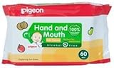 Pigeon Hand and Mouth Wet Tissues, Alcohol Free, Perfect for Meal Time 60 Pieces by Pigeon