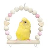 日本製 インコ ブランコ 安心安全素材 天然木 セキセイインコ 文鳥 小鳥 小動物 中鳥 オカメインコ Bird Swing タイプTC (TC64: ピンク, Ｓサイズ)