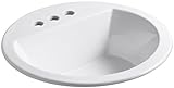 KOHLER K-2714-4-0 Bryant Round Self-Rimming Bathroom Sink with 4-Inch Centers, White [並行輸入品]