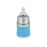 Pura - Stainless Steel Infant Bottle with Slow Flow Nipple Aqua Blue - 5 oz. [並行輸入品]