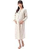 83180 Nishiki(ニシキ) ルームサプリ マタニティ ネグリジェ パジャマ 長袖 授乳口付き 前開き レディース 秋 春 ソフトビエラ素材 綿100％ 産前 産後 【ｲｴﾛｰ×ｸﾞﾚｰｽﾄﾗ