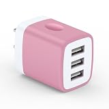USB 充電器 3ポート スマホ充電器 15.5W/3.1A コンセント ACアダプター PSE認証 iPhone/iPad/Android対応 旅行便利（ローズレッド）