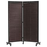 パーテーション(ルーバースクリーン) 2連 木製 ブラウン