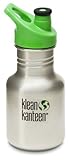 Klean Kanteen 12 oz Stainless Steel Water Bottle (Sports Cap 3.0 in Bright Green) - Brushed Stainles