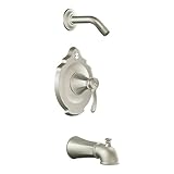 Moen t2503nhbn VestigeシングルハンドルPositemp圧力平衡タブとシャワーバルブトリム、つや消しニッケル