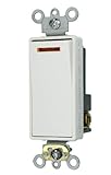 Leviton 5649 – 2 W 20-amp 277-voltデコラPlus Rocker LightedハンドルIlluminatedオフ、単極AC静かスイッチ、ホワイト