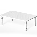 WORLDLIFT モニター台 机上台 PCモニタースタンド スチール製ノートパソコン台 耐荷重20kg 幅37cm 高さ調整可能 白 ホワイト