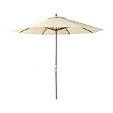 天然木　木製パラソル 270cm【マーチ-MARCH-】（パラソル　撥水 天然木）アイボリー