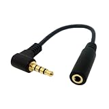 Cablecc 3.5mm 4極オーディオステレオ オス-メス延長ケーブル 10cm ブラック 90度直角
