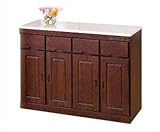 キッチンカウンター 4枚扉 人工 大理石 天板 色/ブラウン