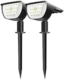 【最新版32LED】ソーラーライト スポットライト 屋外 3つ照明モード ガーデンライト 自動点灯/消灯 最大25時間連続点灯 150°照明