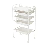 シンプルワゴン 5段 ( 引出し付 ) 幅48.5cm×奥行30cm×高さ86cm ホワイト [ エステワゴン ネイルワゴン キッチンワゴン マルチワゴン サイドワゴン キャスター付き 収納 業務用 サロン ワゴン ラック ]