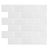 art3d 12 " x 12 "ピールとスティック壁タイルのキッチンBacksplash、地下鉄ホワイト 12" x 12" ホワイト A17034-10