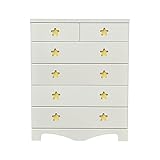 アルファタカバ 子供部屋に置きたいキッズチェスト ポップスター 幅75cm5段タイプ ホワイト(取っ手イエロー)