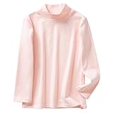 [Enfants Chéris] 子供服 Tシャツ 長袖 カットソー ガールズ 綿 無地 ハイネック 春秋冬 インナー トップス キッズ 部屋着 女の子 男の子 100 ピンク