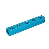 uxcell マニホールド スレッドブロック 6.4mm PT ネジ 8 個ポート 5ウェイエアホース インライン ブルー