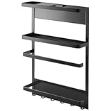 マグネットラック 冷蔵庫サイドラック タワー 磁石 キッチンペーパーホルダー キッチン小物 ブラック