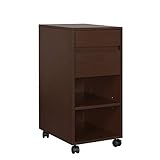 DEVAISE デスクワゴン サイドワゴン ワゴン単品 キャビネット キャスター付き A4対応 収納力満点 木製 簡単組立 一年保証 ダークブラウン WF0019B