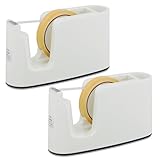 プラス テープカッター テープ簡単交換 ペン立て付 ホワイト 2個セット